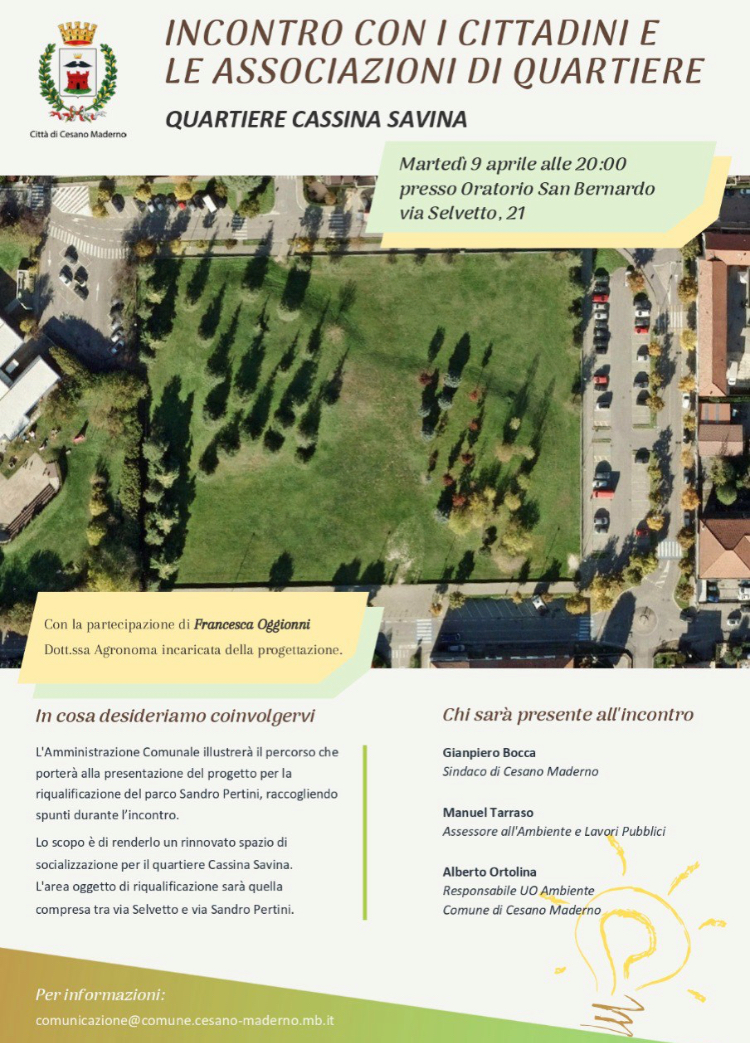 Incontro pubblico: riqualificazione Parco Sandro Pertini