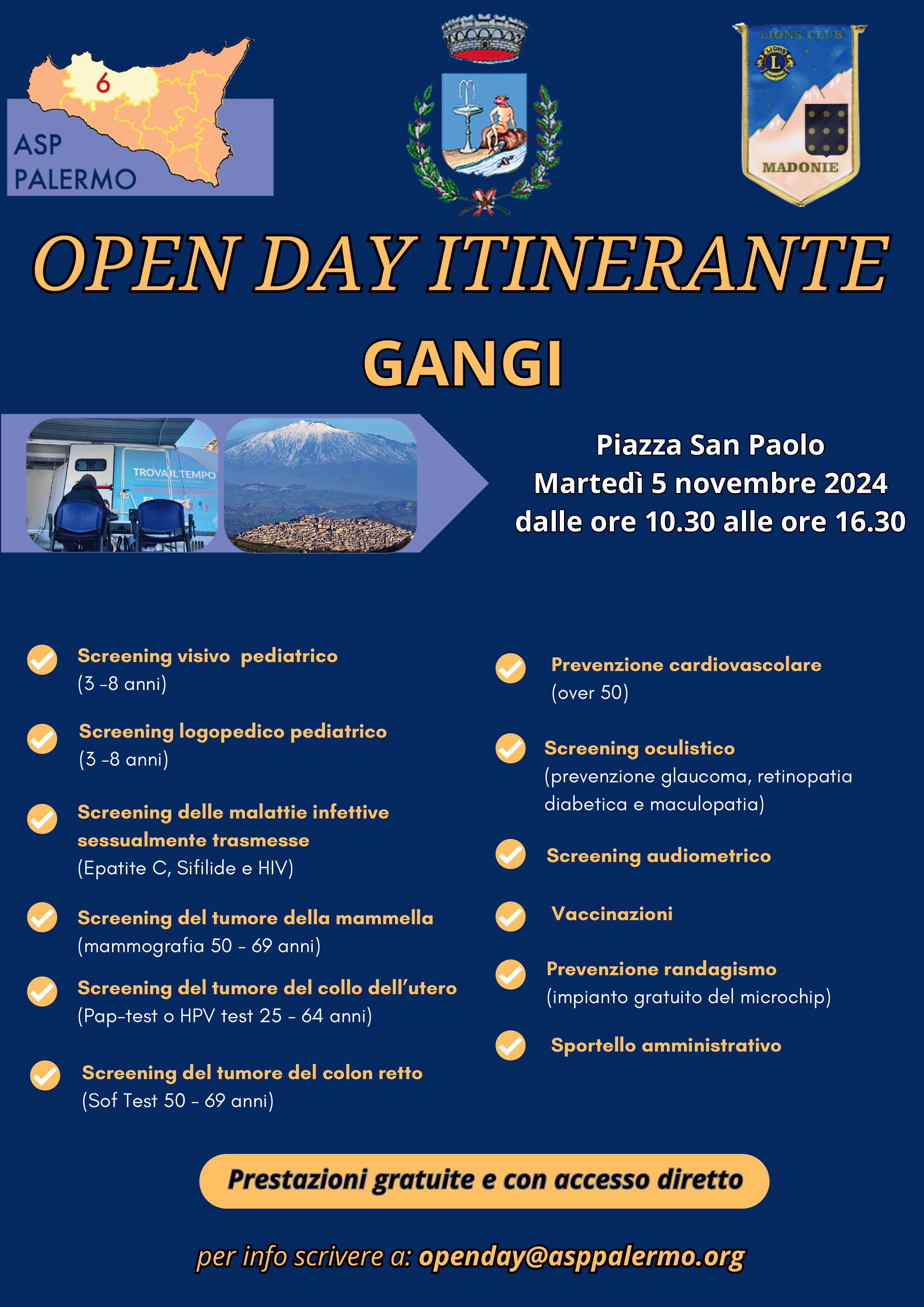Open Day itinerante Gangi 