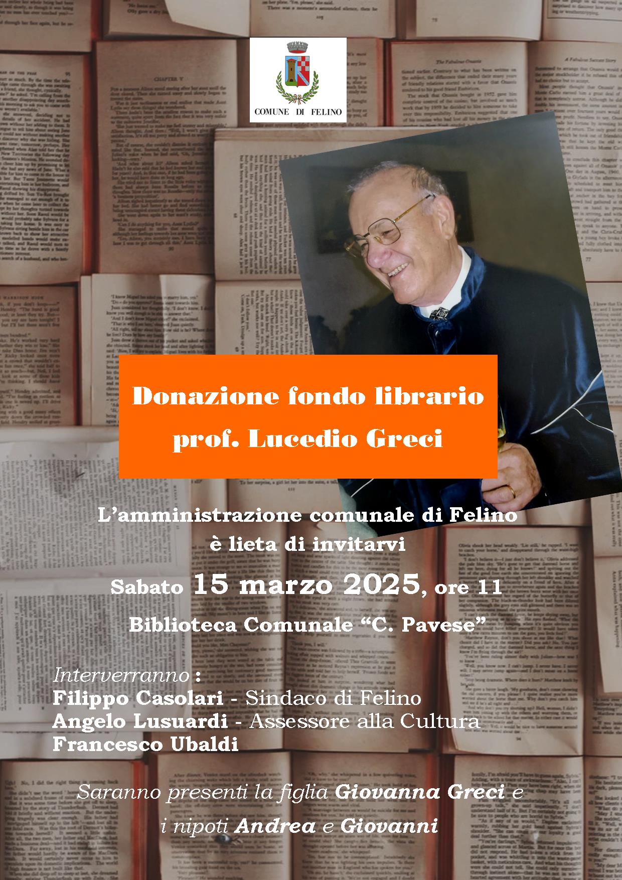 Donazione del fondo librario del prof. Lucedio Greci