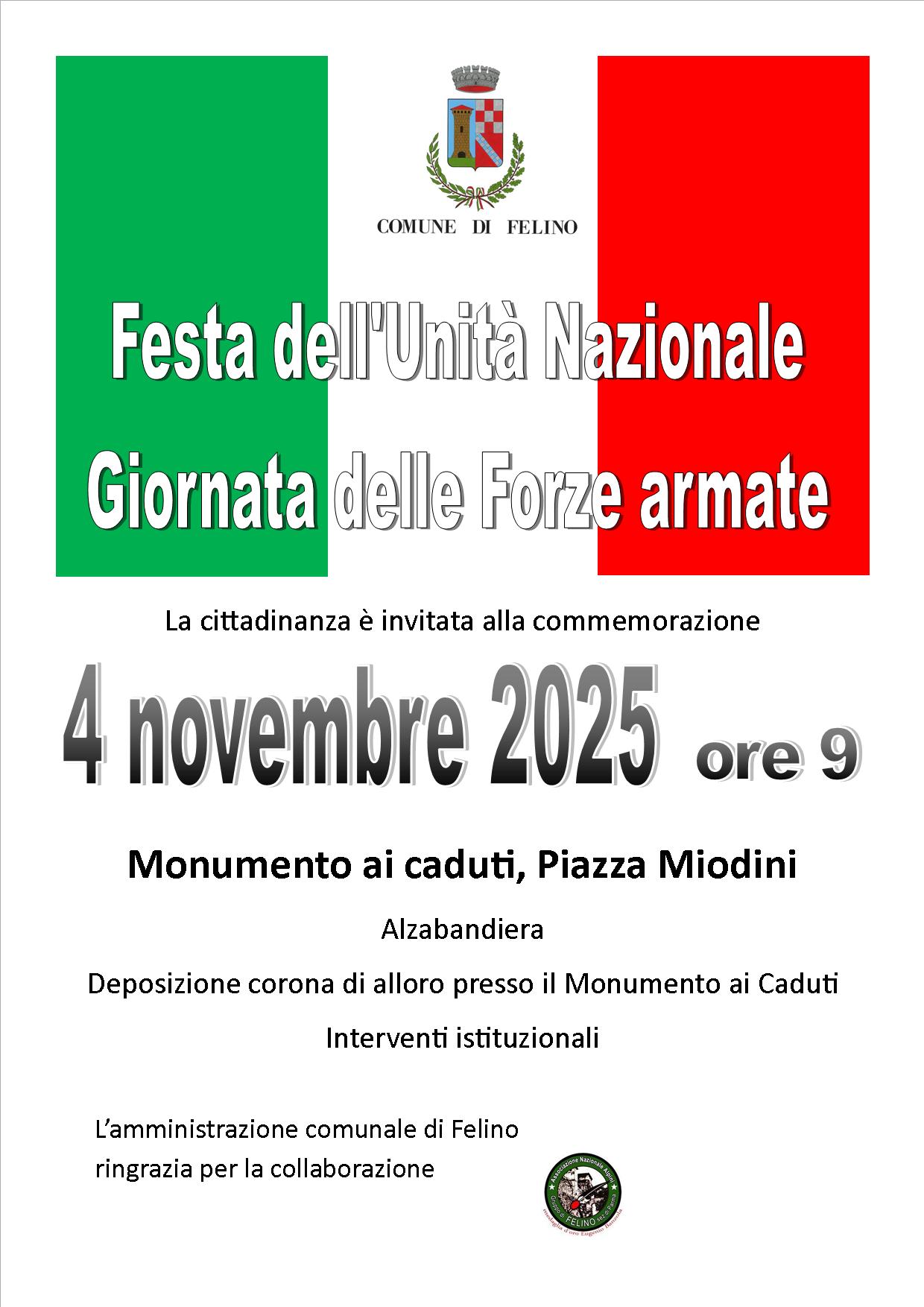 4 novembre - Festa dell'Unità nazionale e giornata delle Forze armate
