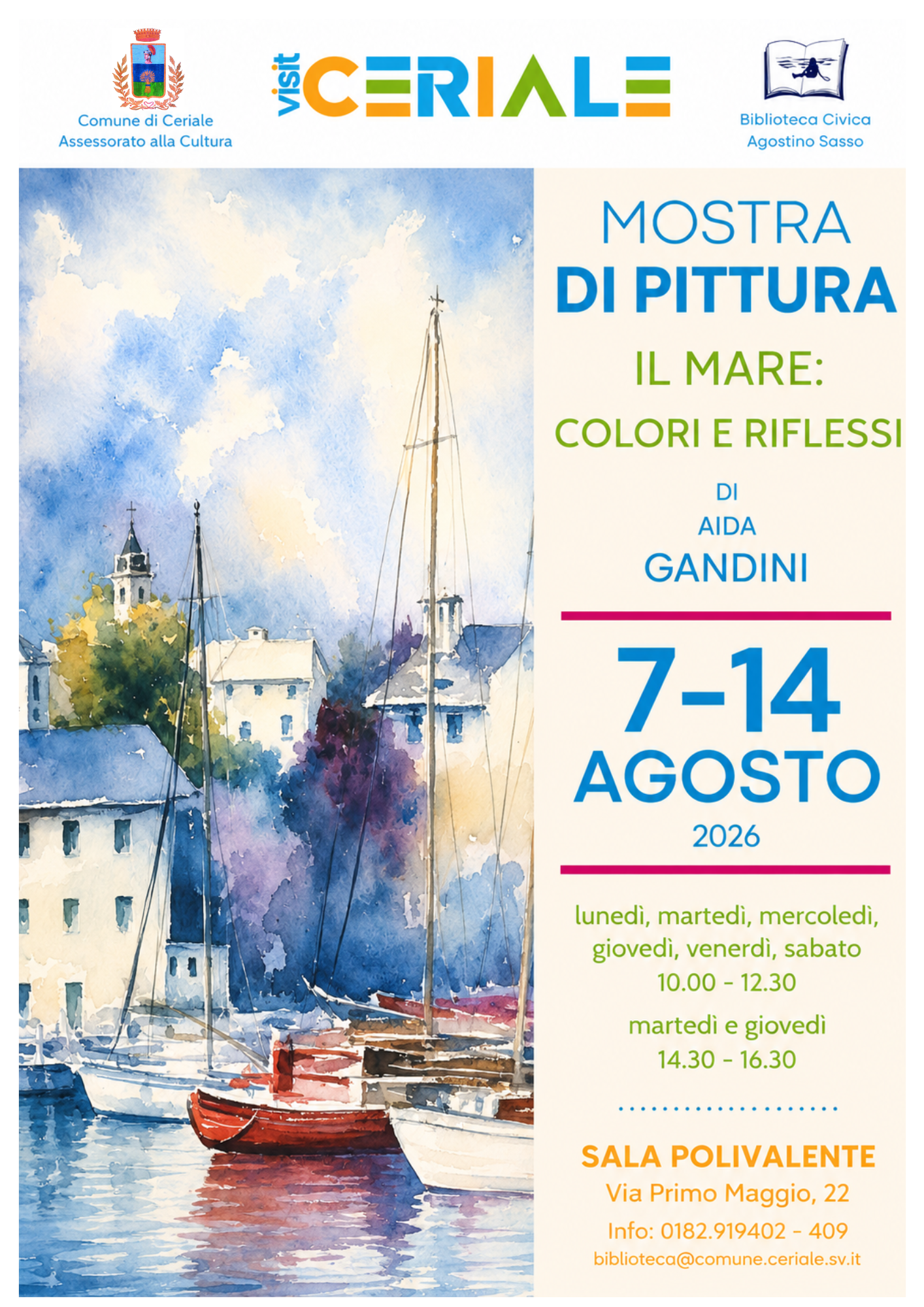 La Biblioteca Agostino Sasso presenta: Aida Gandini – Il mare: Colori e Riflessi