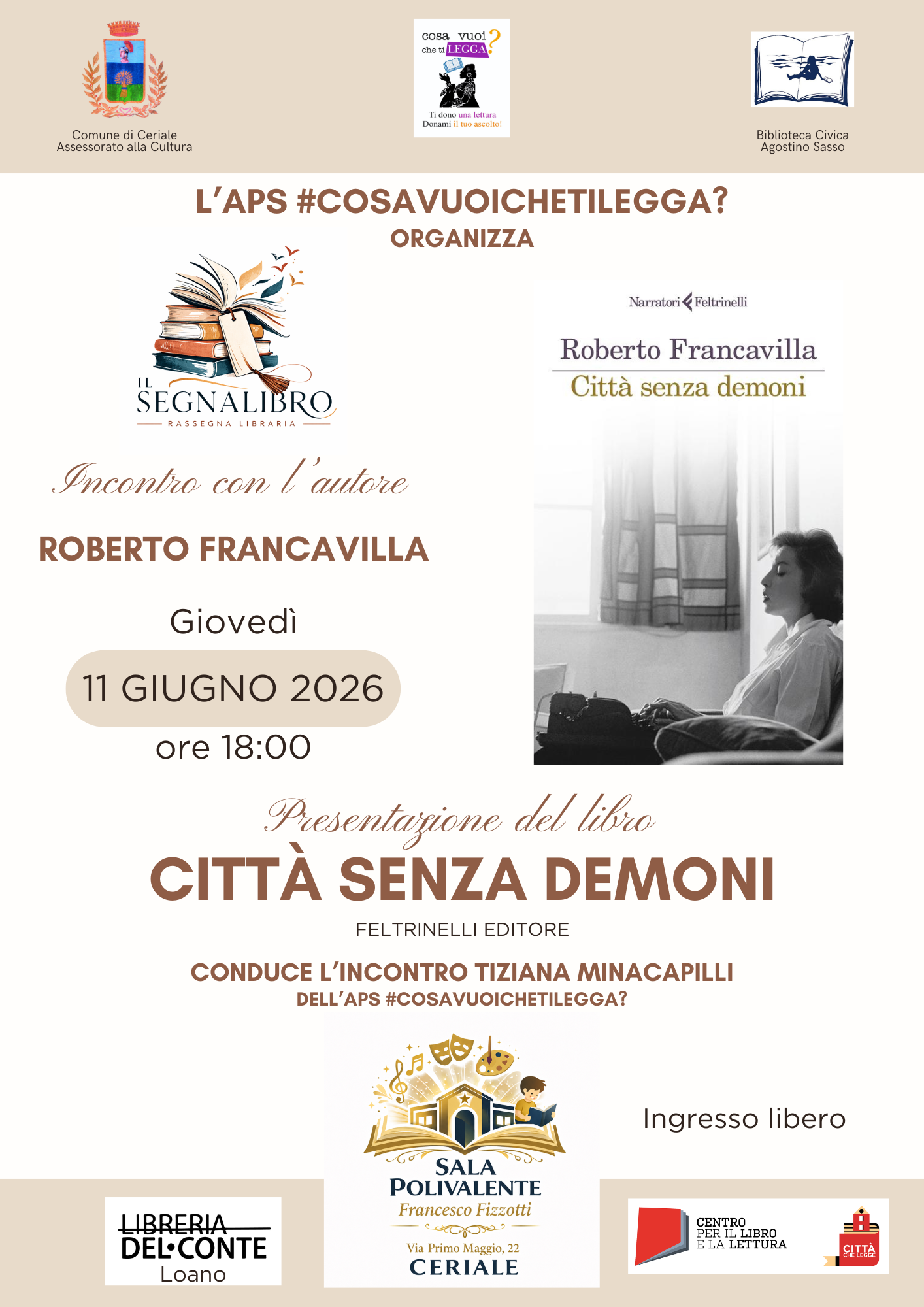 Il Segnalibro - Rassegna d'autore - Roberto Francavilla - Città senza demoni