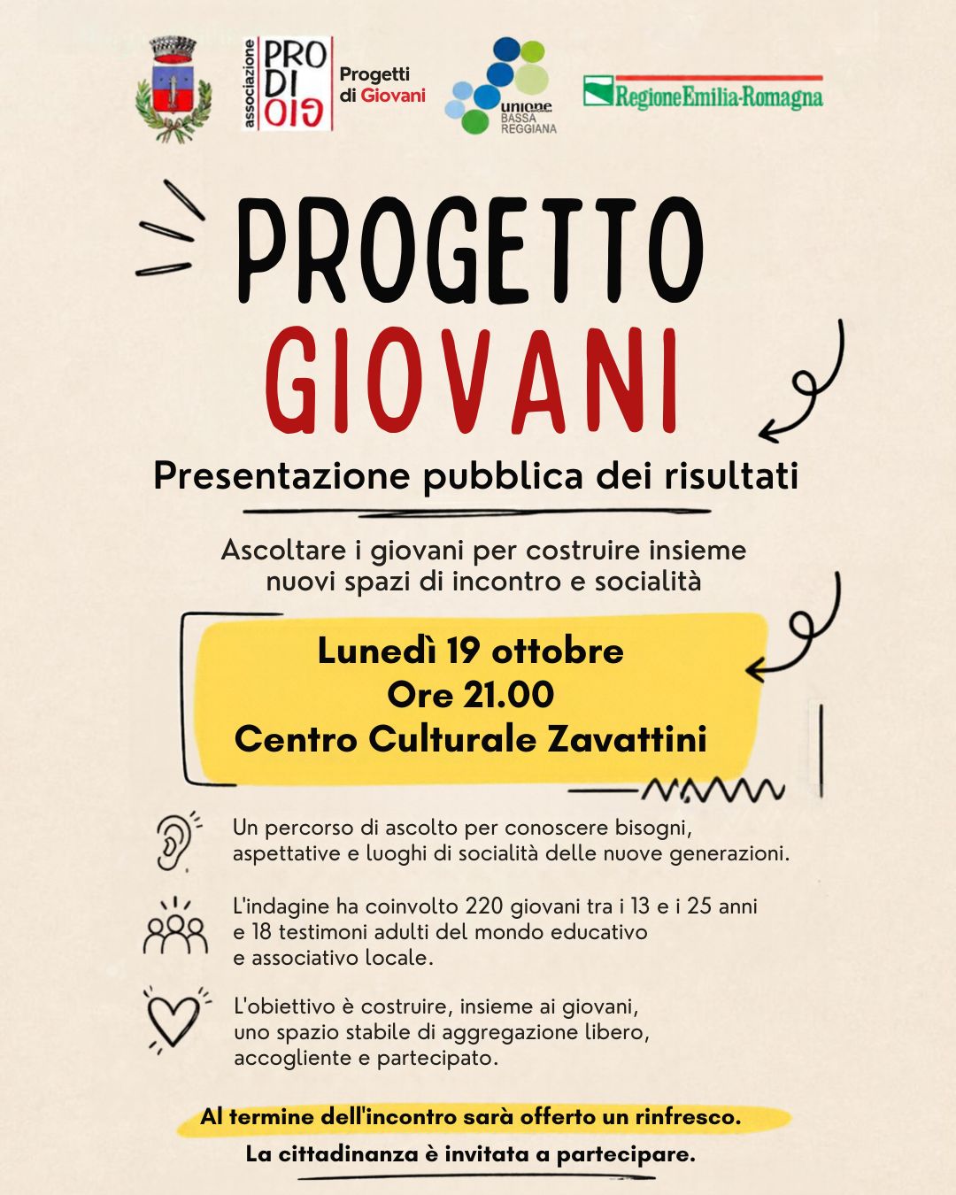 “PROGETTO GIOVANI”: PRESENTAZIONE PUBBLICA DEI RISULTATI