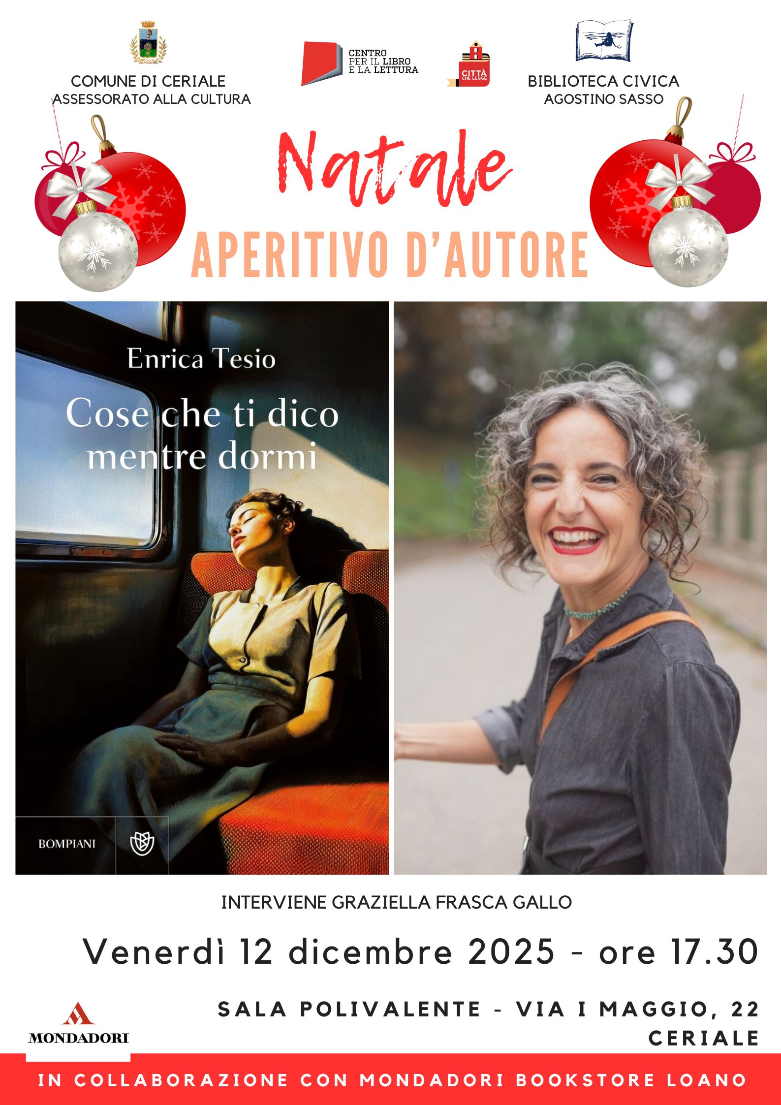 Natale Aperitivo d’autore – Enrica Tesio presenta il libro “Cose che ti dico mentre dormi”