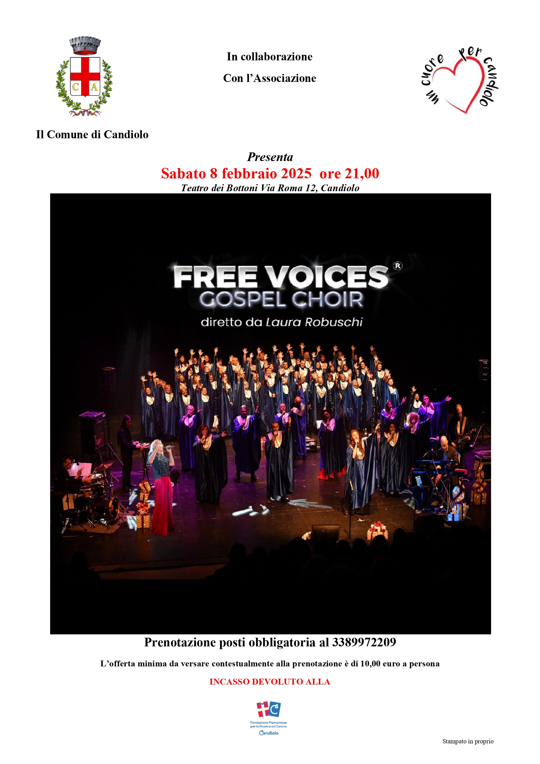 Coro Gospel Free Voice Gospel Choir - 8 febbraio  2025 ore 21,00 presso il Candiolo Village 