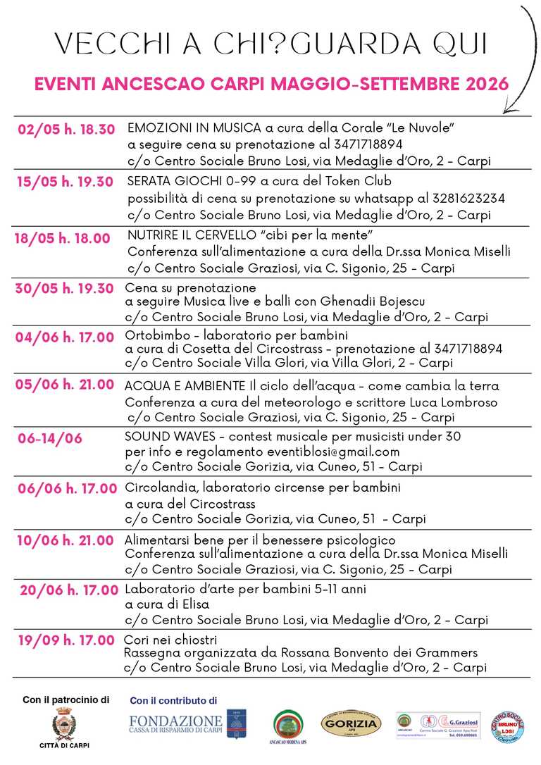 Eventi Ancescao<br/><em><small>Licenza di distribuzione: condivisione allo stesso modo - copyleft non compatibile</small></em>