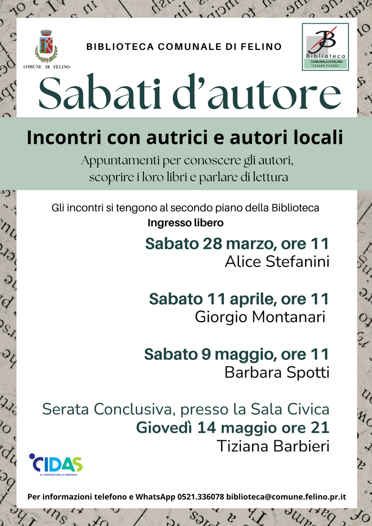 Sabati d'autore - primavera 2026<br/><em><small>Licenza di distribuzione: Solo uso non commerciale</small></em>