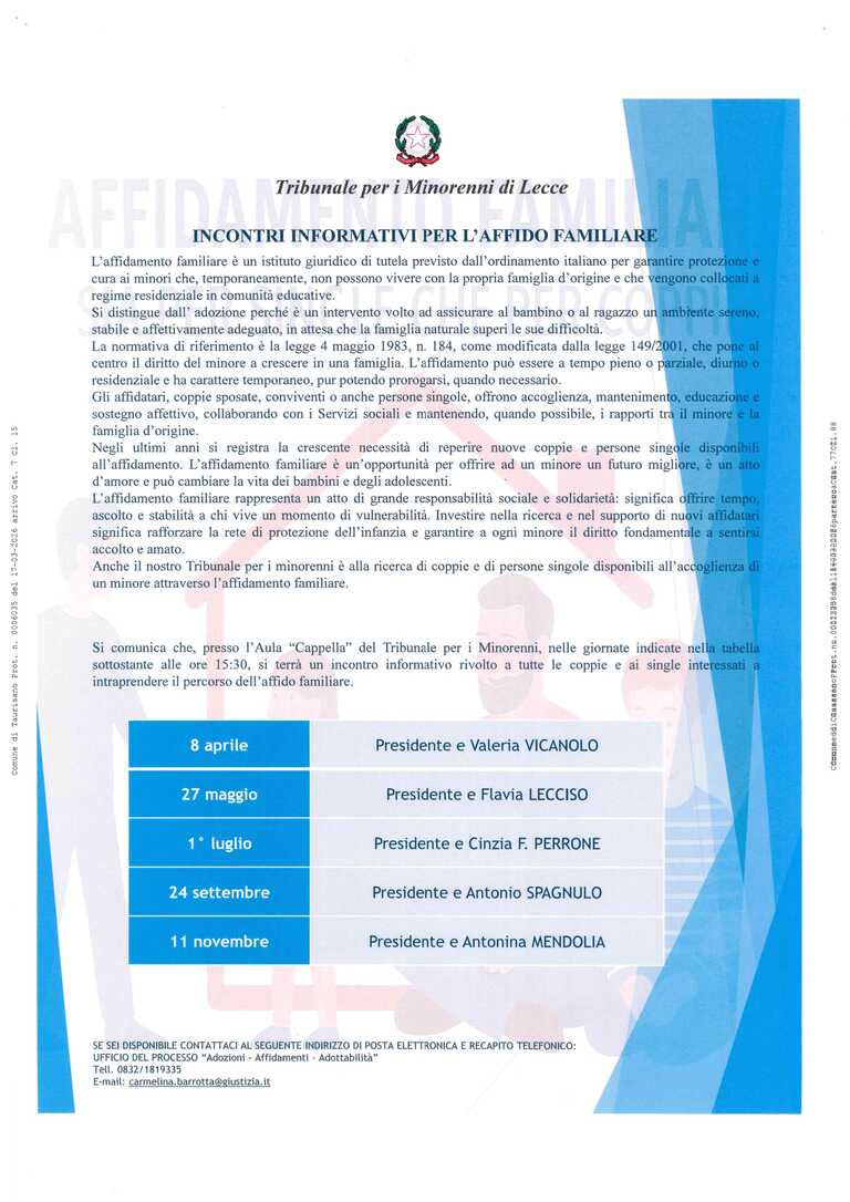 INCONTRI INFORMATIVI PER L'AFFIDO FAMILIARE<br/><em><small>Licenza di distribuzione: Solo uso non commerciale</small></em>