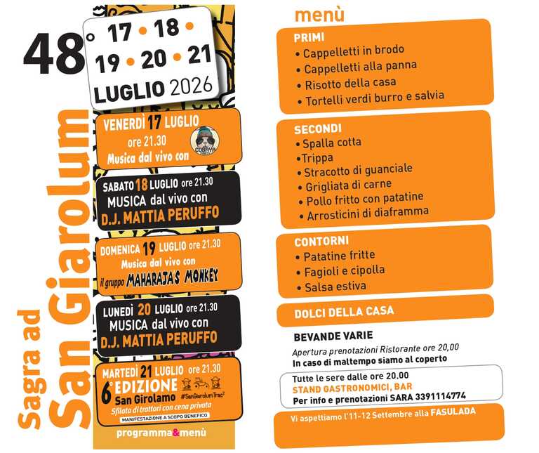 Locandina Sagra ad San Giarolum Lug 2026<br/><em><small>Licenza di distribuzione: Non opere derivate</small></em>