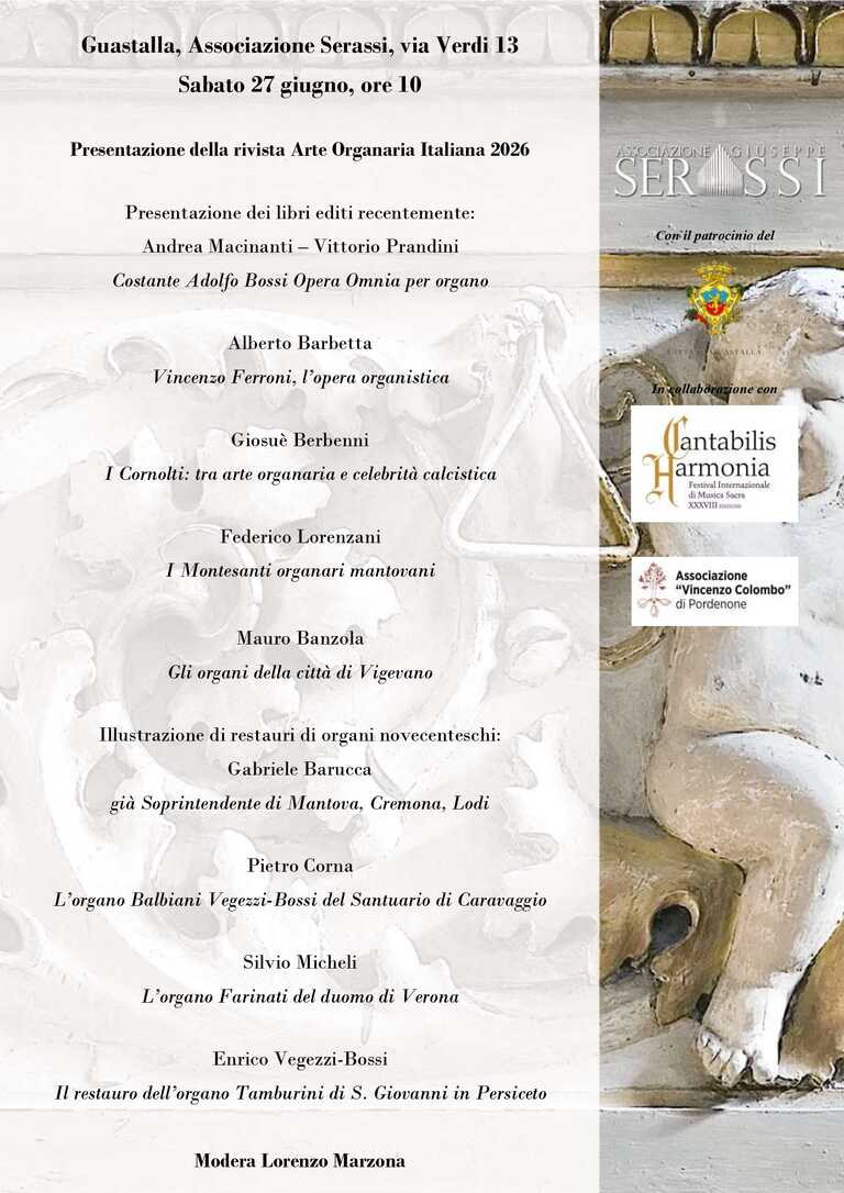 Arte Organaria Italiana 2026<br/><em><small>Licenza di distribuzione: Non opere derivate</small></em>
