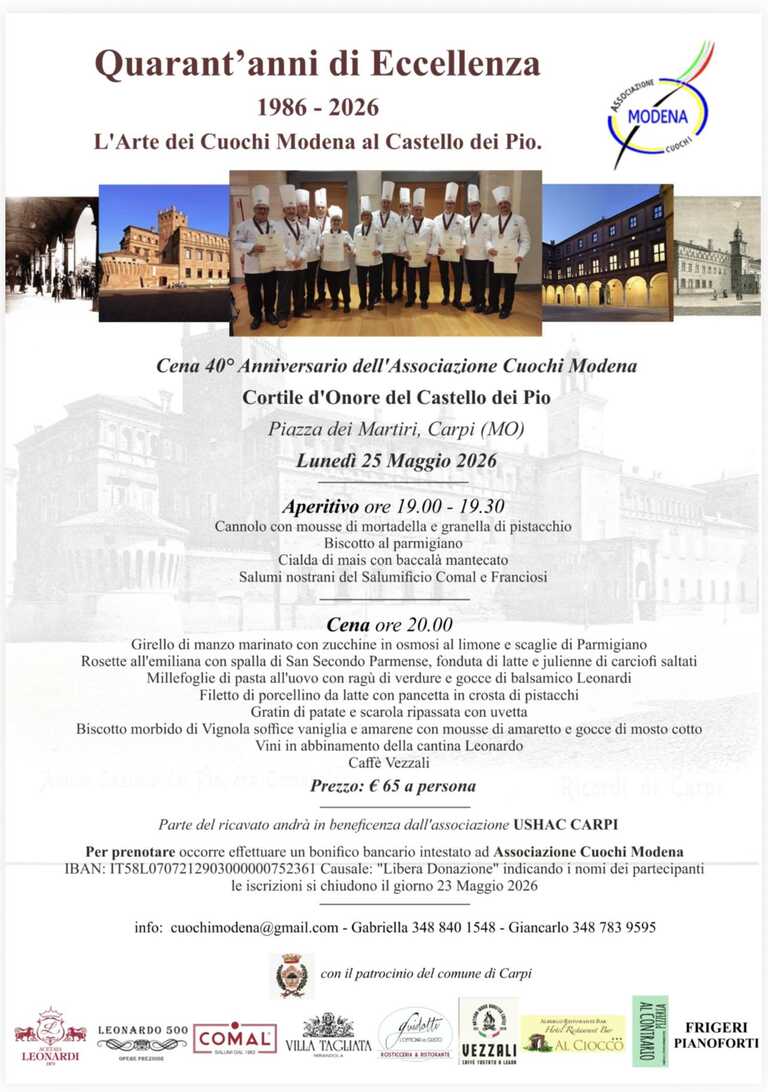 40esimo Associazione cuochi <br/><em><small>Licenza di distribuzione: condivisione allo stesso modo - copyleft non compatibile</small></em>