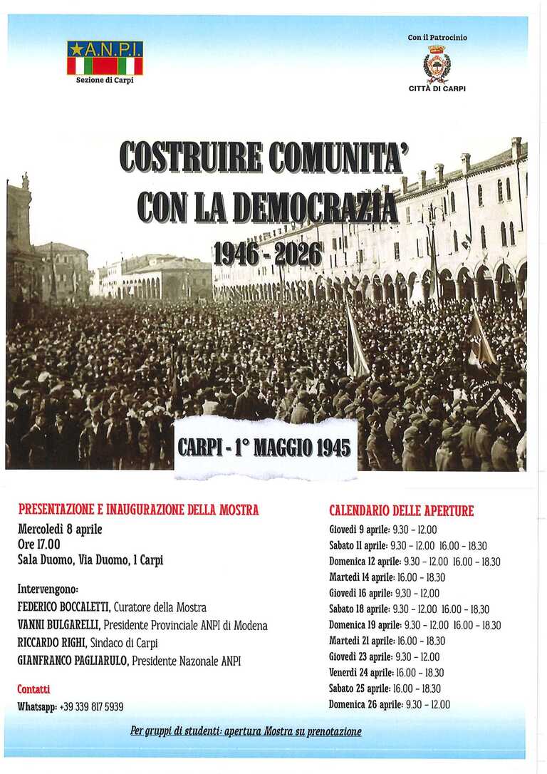 Costruire Comunità con la Democrazia <br/><em><small>Licenza di distribuzione: condivisione allo stesso modo - copyleft non compatibile</small></em>