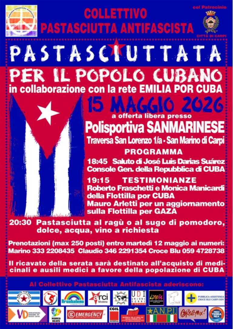 Pastasciuttata per il Popolo cubano<br/><em><small>Licenza di distribuzione: condivisione allo stesso modo - copyleft non compatibile</small></em>