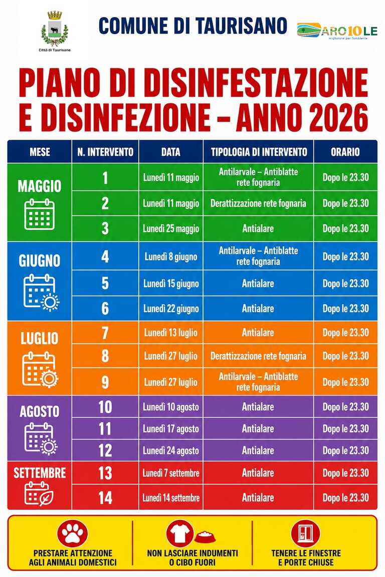 Piano di disinfestazione e disinfezione anno 2026<br/><em><small>Licenza di distribuzione: Solo uso non commerciale</small></em>