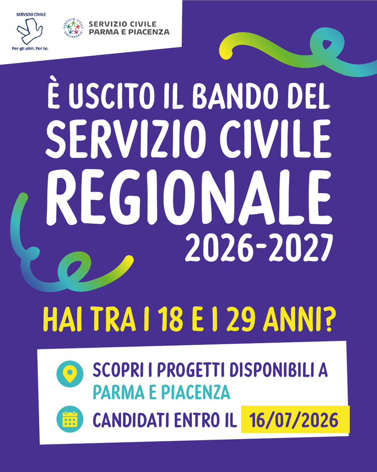Servizio civile regionale 2026<br/><em><small>Licenza di distribuzione: condivisione allo stesso modo - copyleft non compatibile</small></em>