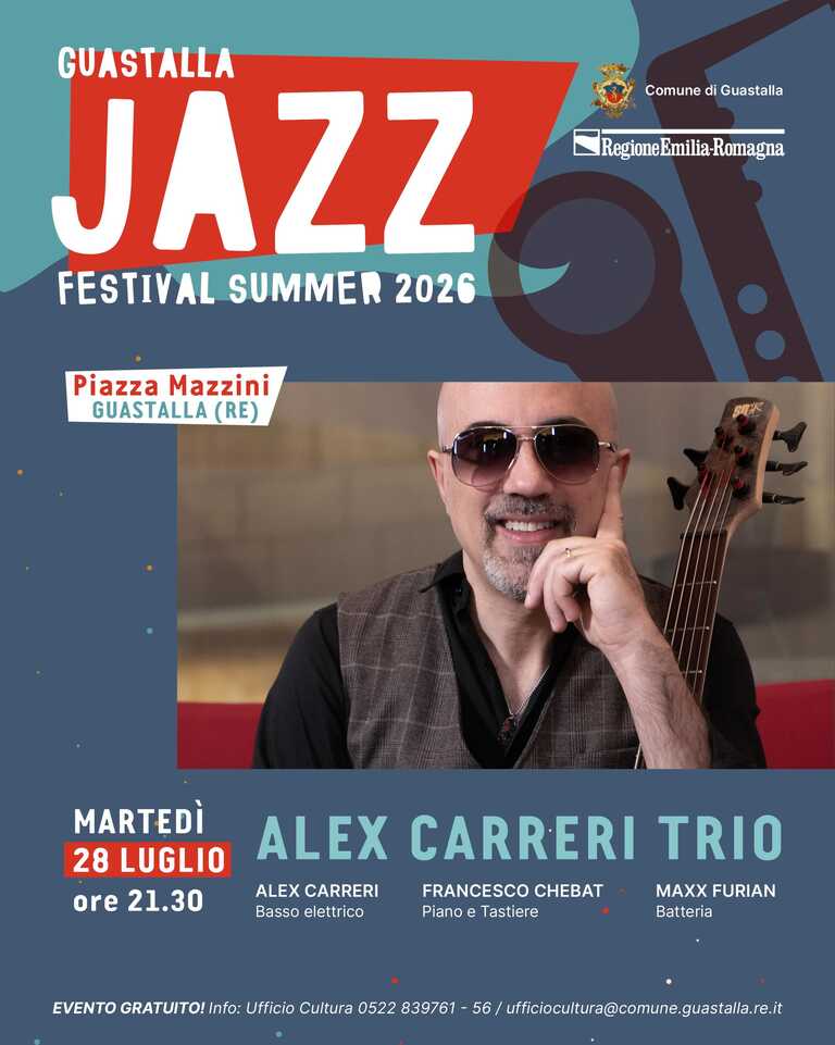 Locandina Jazz Alex Carreri Trio Lug 2026<br/><em><small>Licenza di distribuzione: Non opere derivate</small></em>