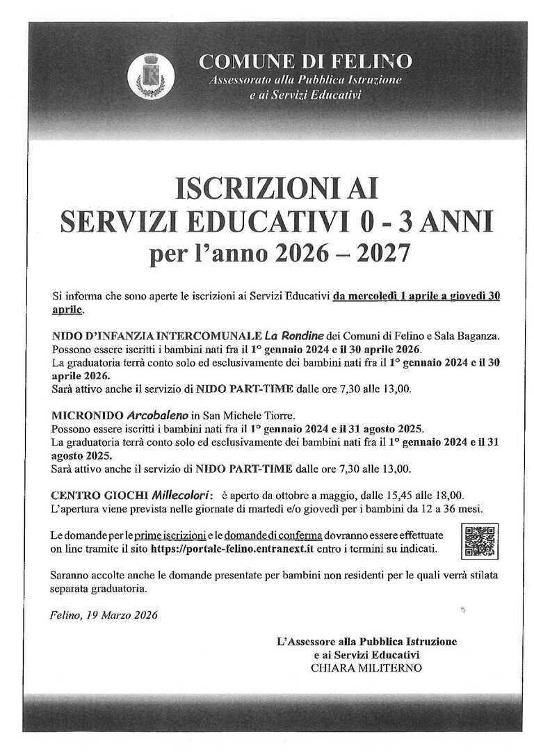 Iscrizioni servizi educativi 2026/27<br/><em><small>Licenza di distribuzione: Solo uso non commerciale</small></em>