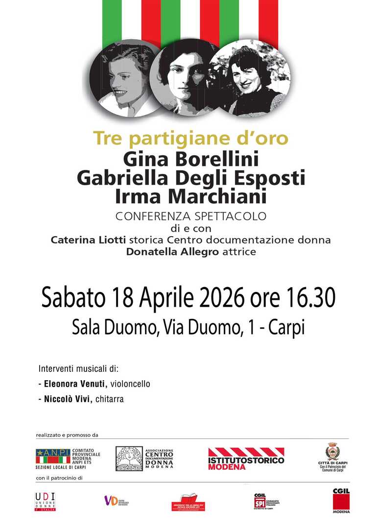 Tre partigiane d'oro <br/><em><small>Licenza di distribuzione: condivisione allo stesso modo - copyleft non compatibile</small></em>