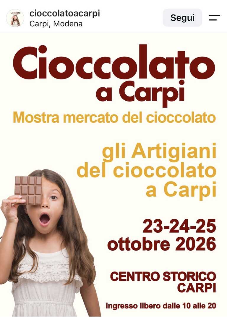 Cioccolato a Carpi<br/><em><small>Licenza di distribuzione: condivisione allo stesso modo - copyleft non compatibile</small></em>