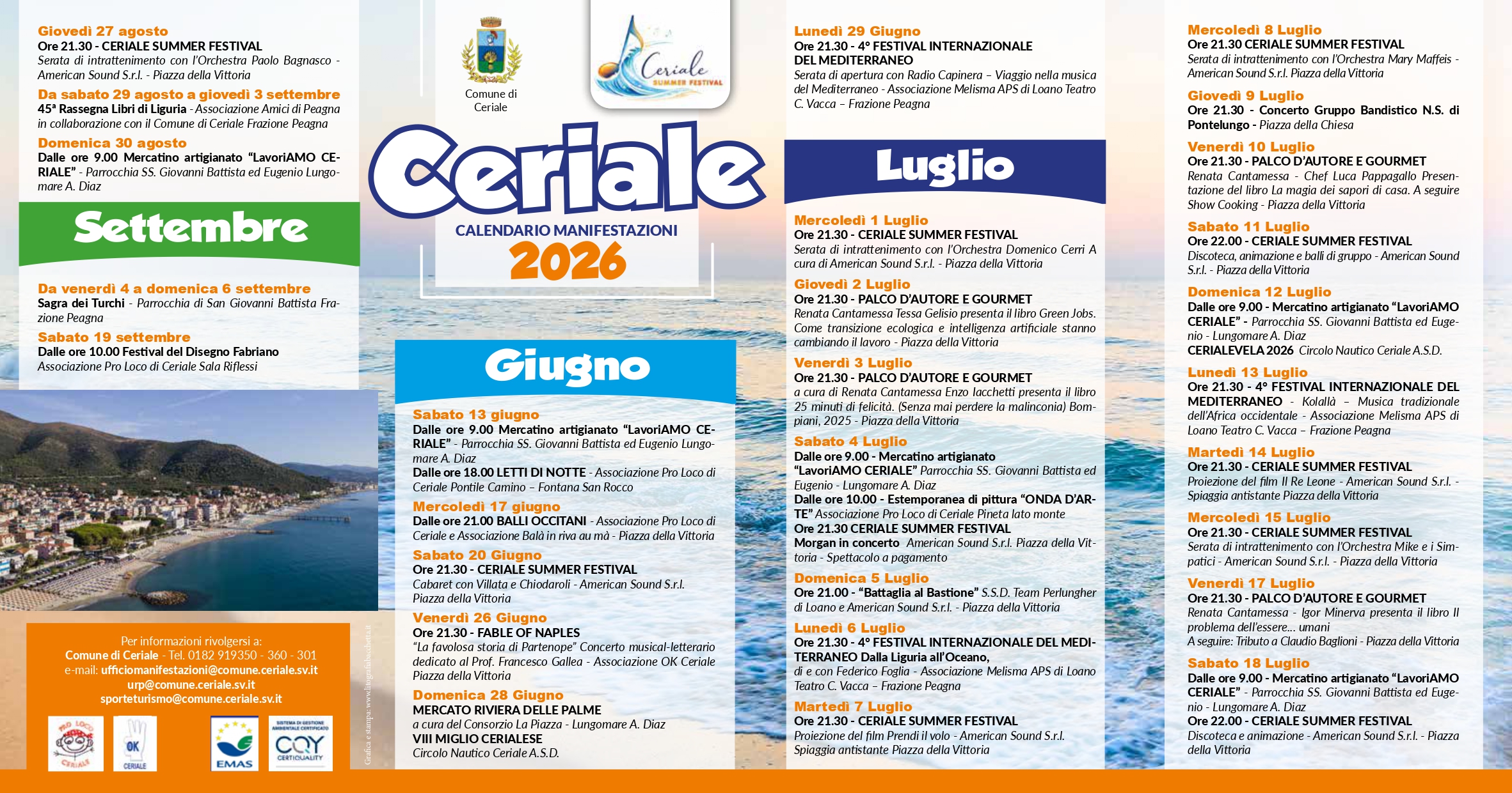 Calendario manifestazioni Estate 2026