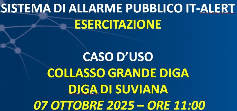 Esercitazioni del sistema di allarme pubblico IT-ALERT martedì 7 ottobre 2025