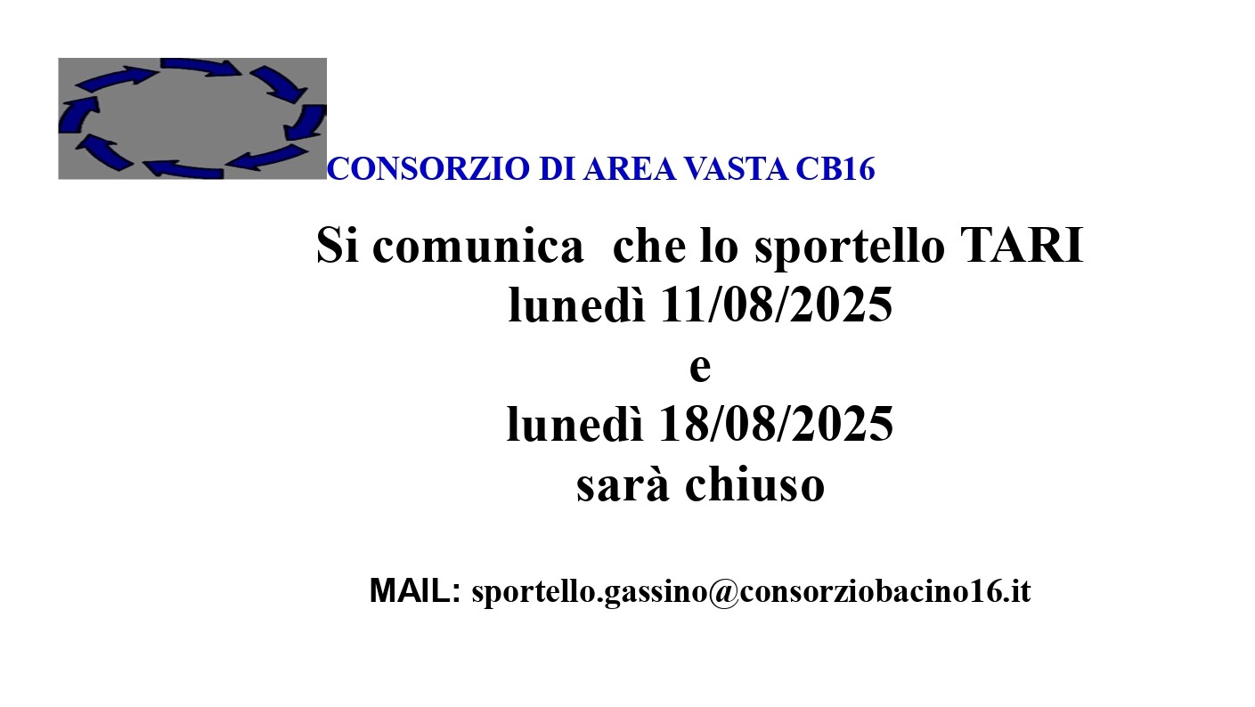 CHIUSURA CONSORZIO DI AREA VASTA CB16