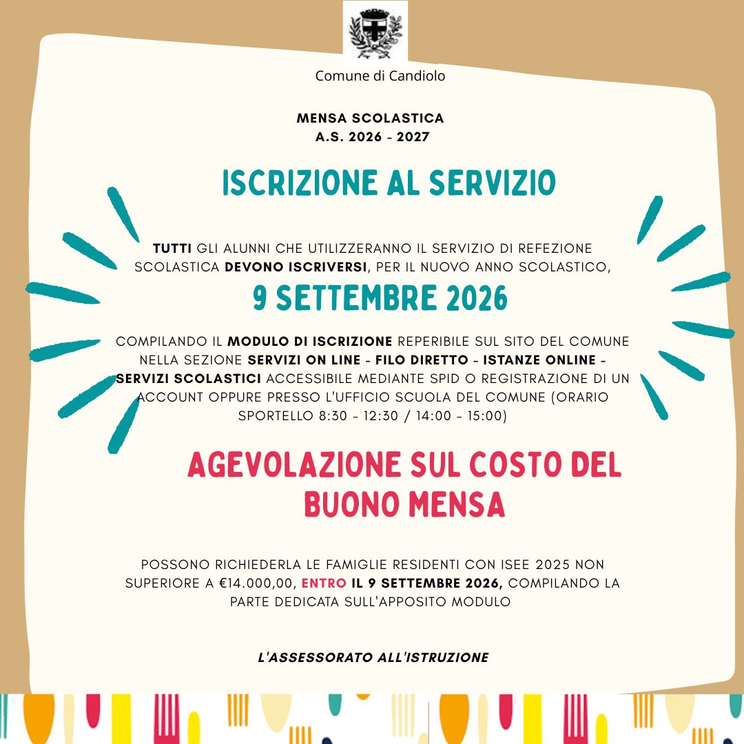 Iscrizione al servizio mensa 2026-2027