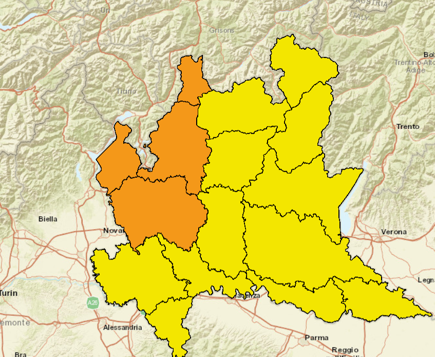 Allerta arancione rischio vento forte: giovedì 26 marzo 2026 