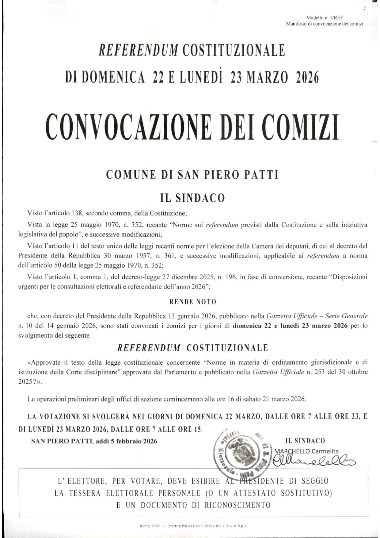 Avviso Referendum 2026