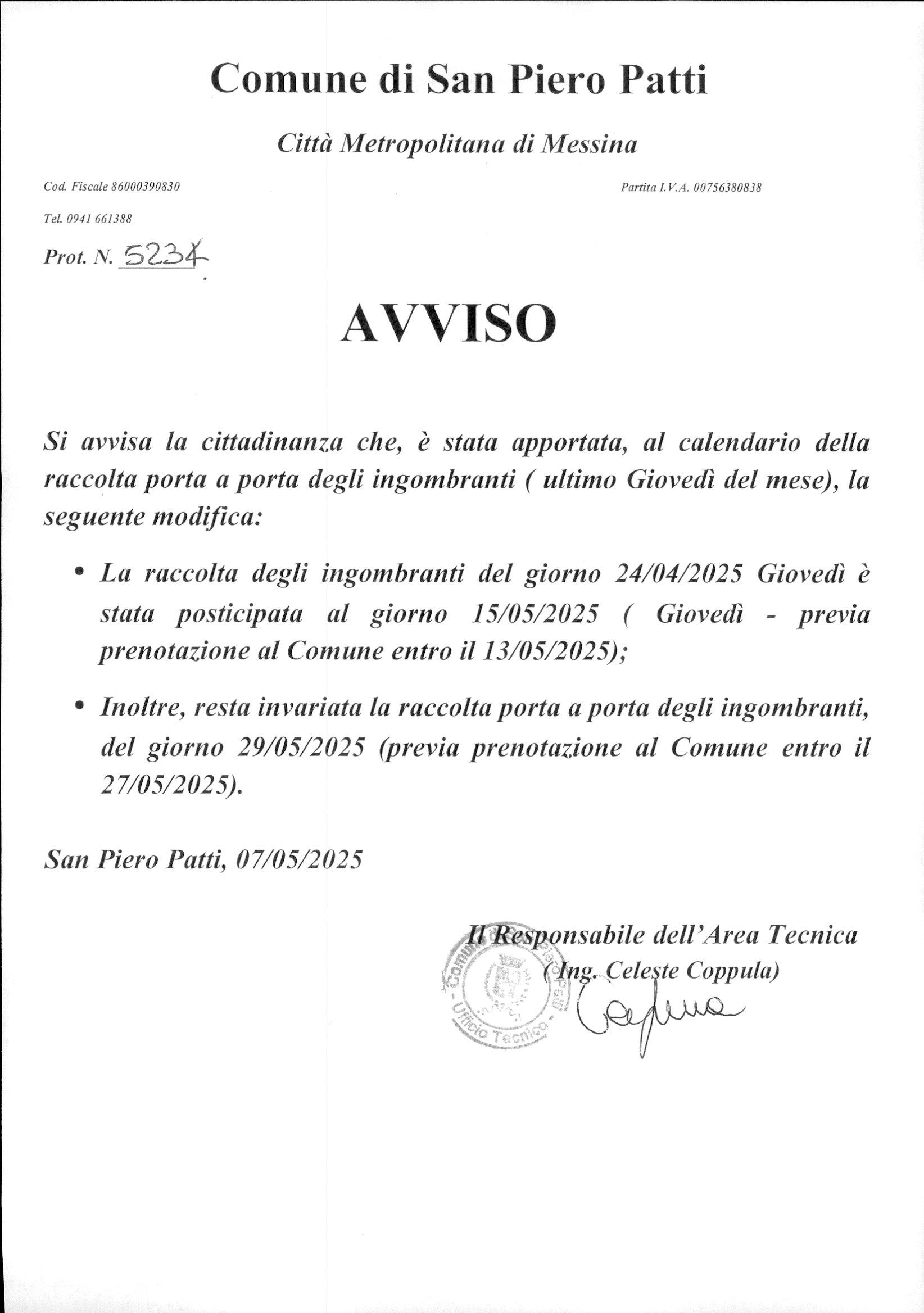 Avviso Raccolta Differenziata