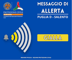 Messaggio di allerta gialla per rischio idrogeologico