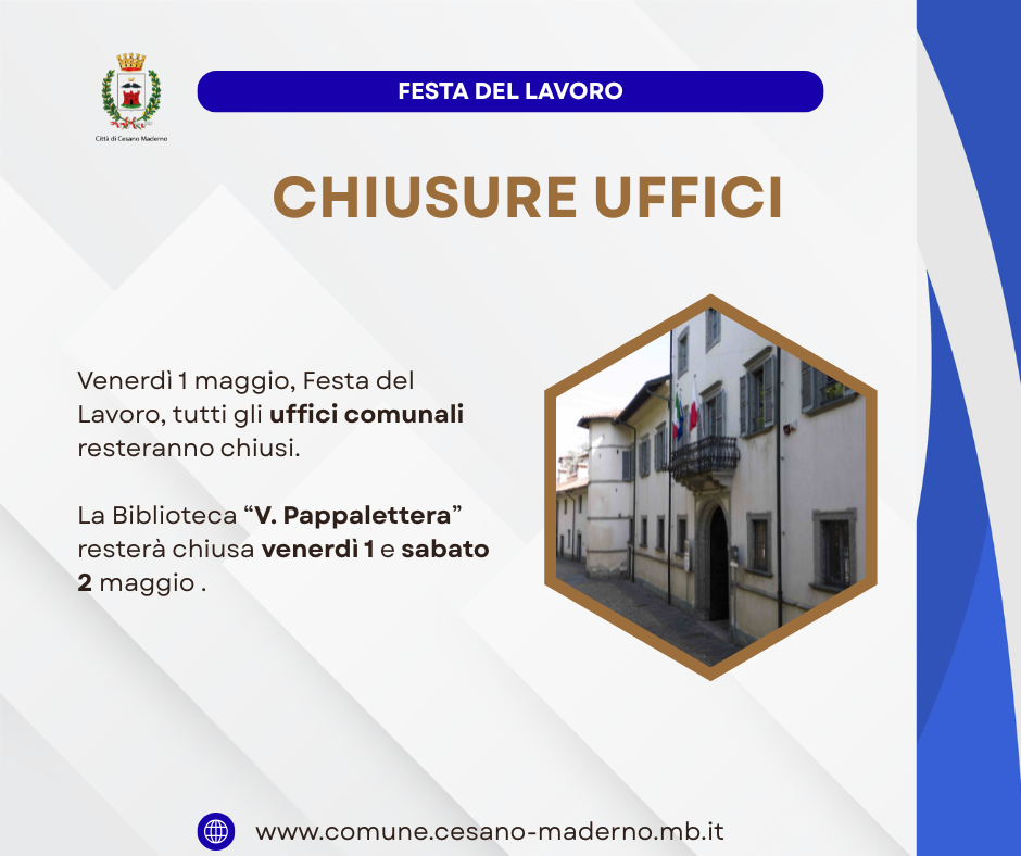 Chiusura Biblioteca 1 e 2 maggio 2026