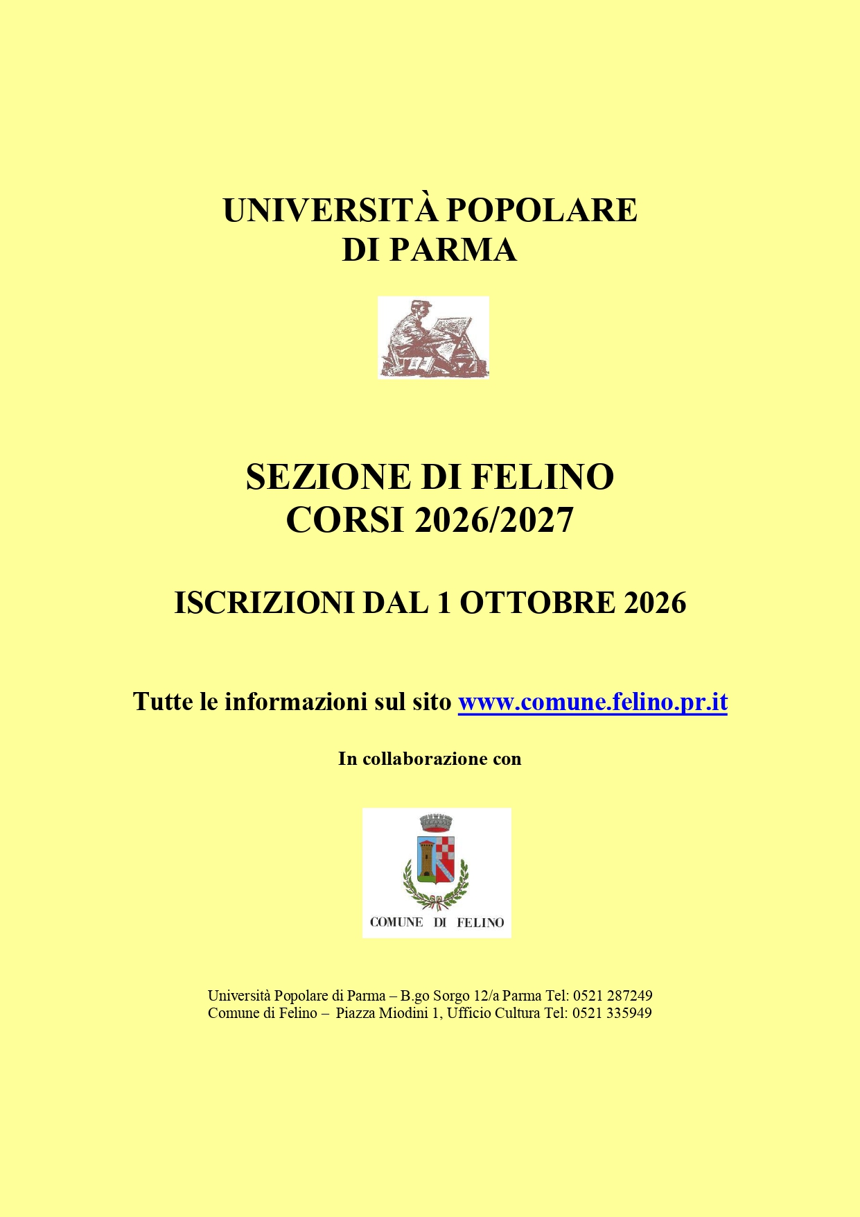 UNIVERSITA' POPOLARE a.a. 2026/27: ripartono i corsi