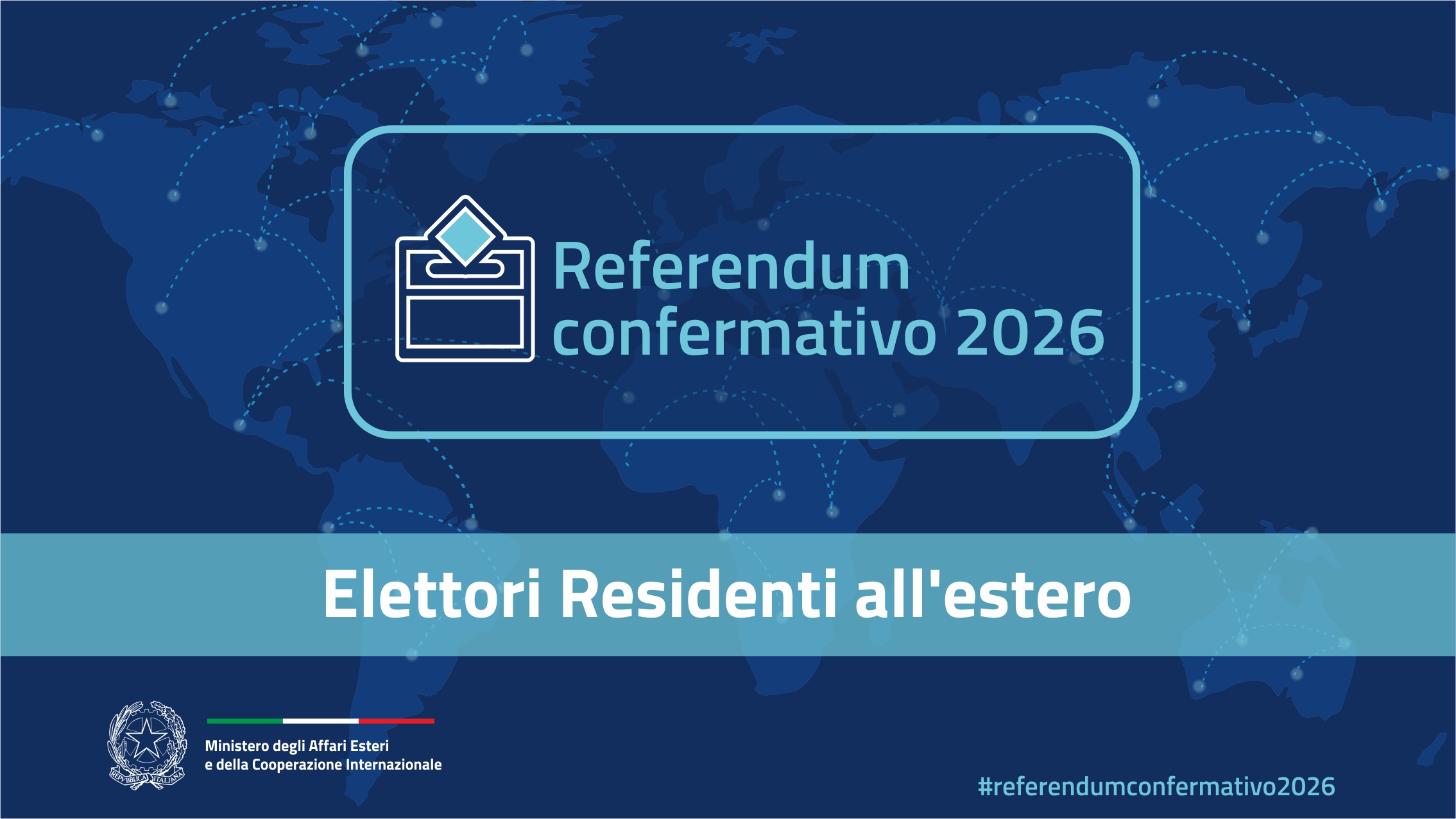 Referendum 22-23 marzo 2026: Voto degli elettori residenti all'estero (AIRE). Opzione di voto in Italia