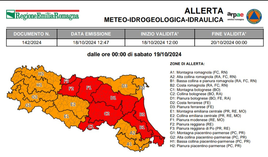 Allerta meteo ROSSA n.142/2024