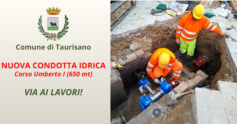 Comunicato del Sindaco: CONDOTTA IDRICA IN CORSO UMBERTO 1°