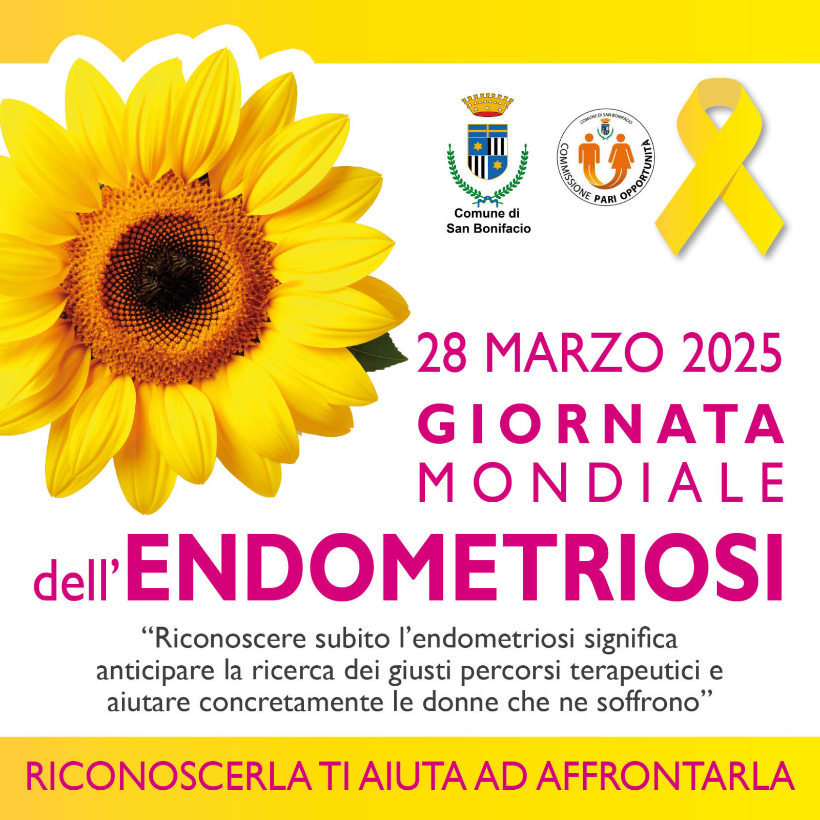Giornata mondiale endometriosi: i portici di Piazza Costituzione si illuminano di giallo