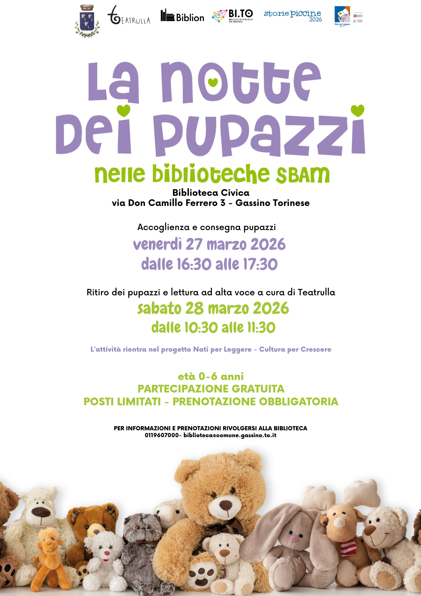 Biblioteca Civica - Notte dei Pupazzi 2026