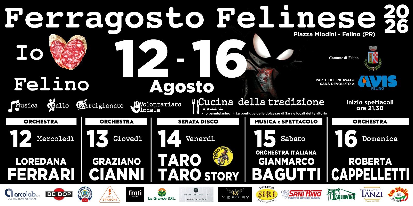 Torna il Ferragosto felinese: cinque serate di musica, buon cibo, divertimento e solidarietà in piazza Miodini
