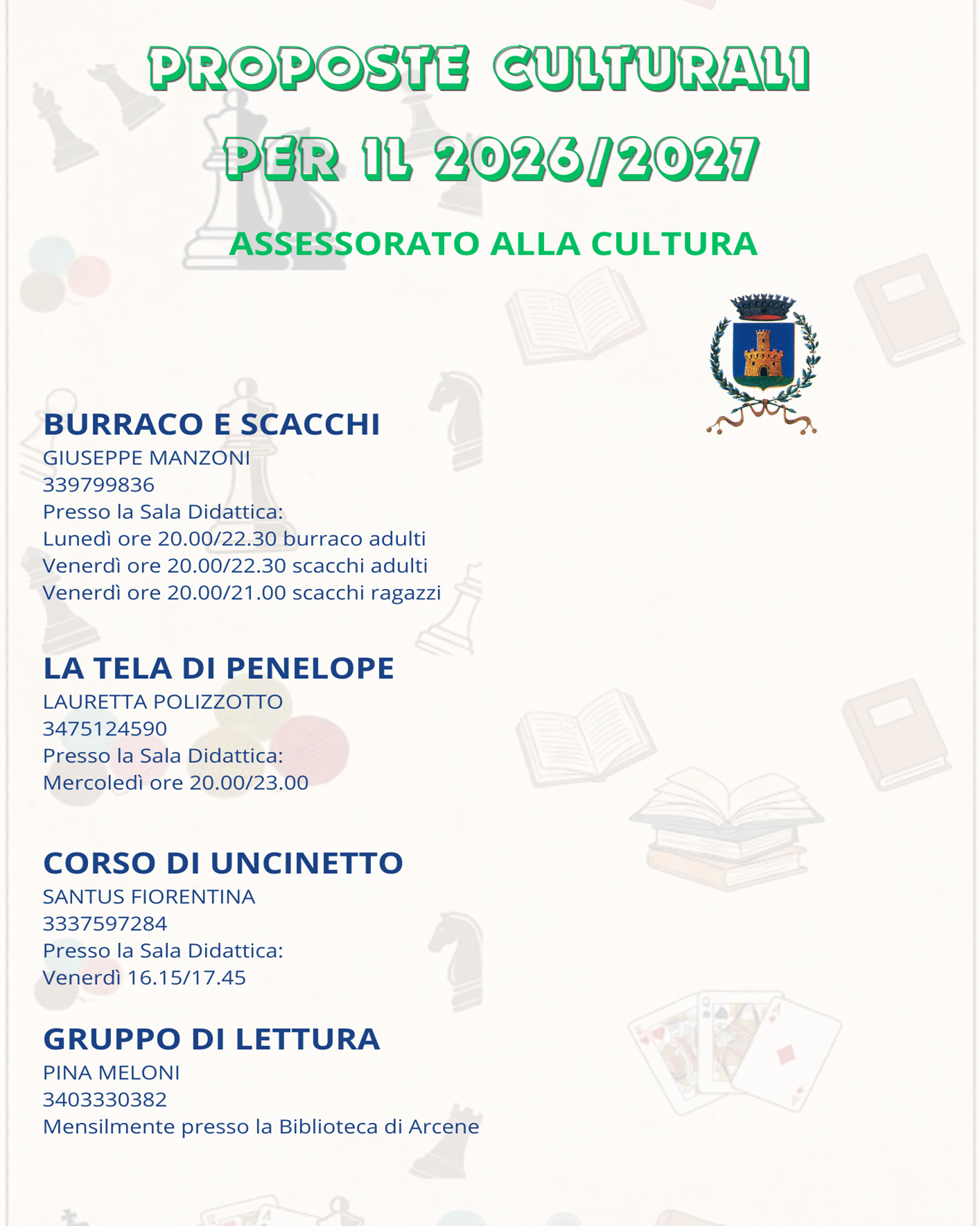 Proposte culturali di Arcene 2026/2027