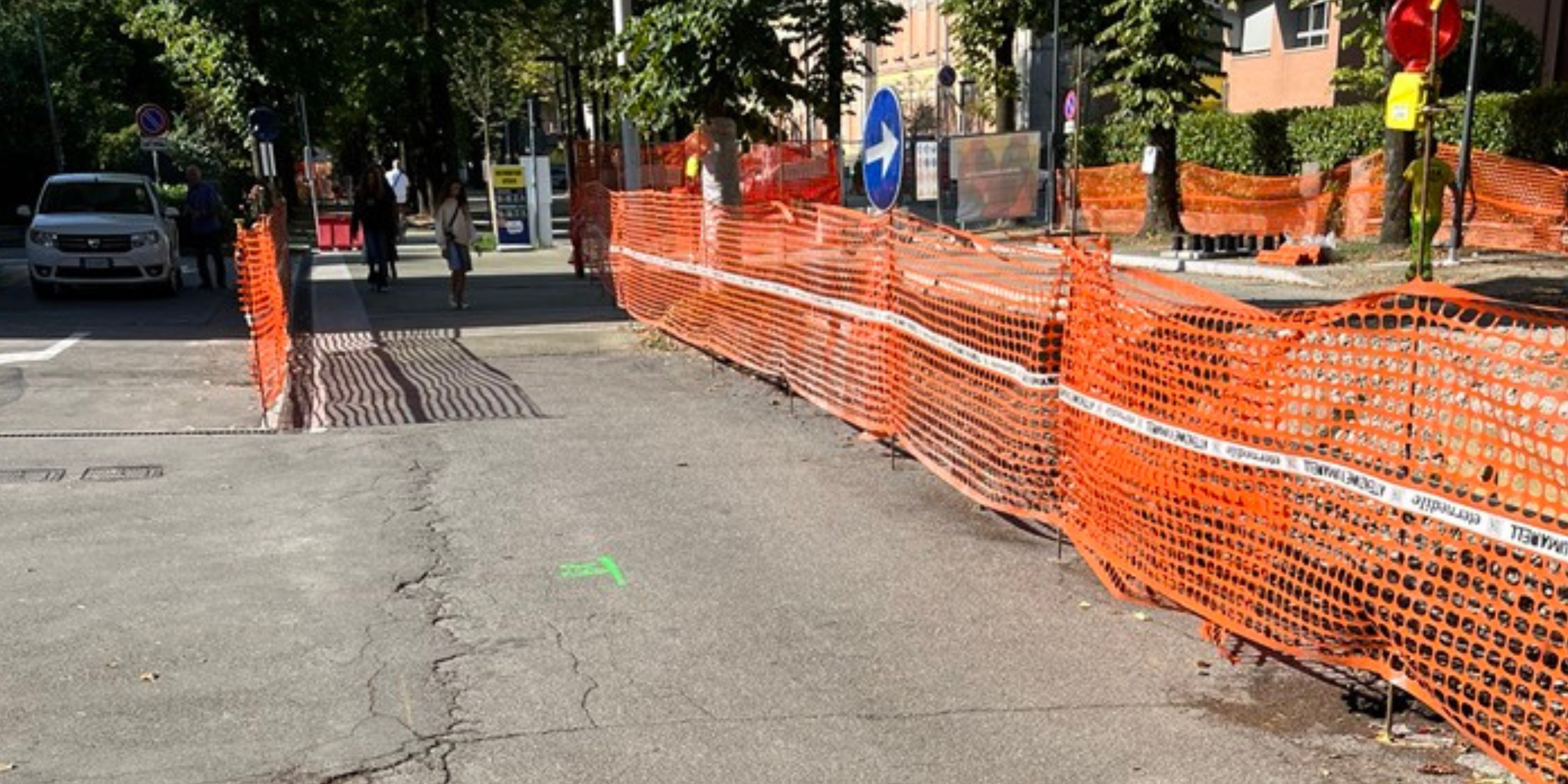 Chiusura della pista ciclabile di via Roma