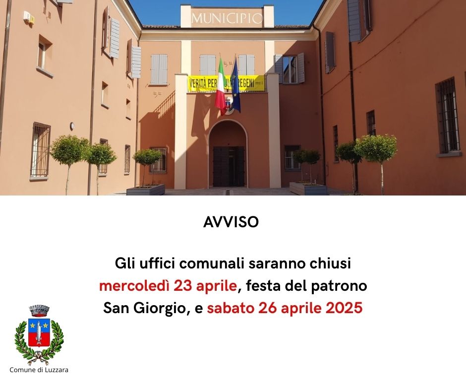 Chiusura degli uffici comunali in occasione delle festività. Ricezione degli atti di morte.