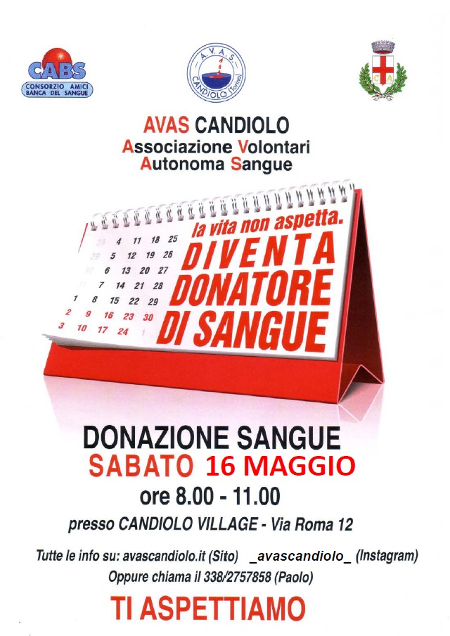 Donazione sangue - maggio 2026