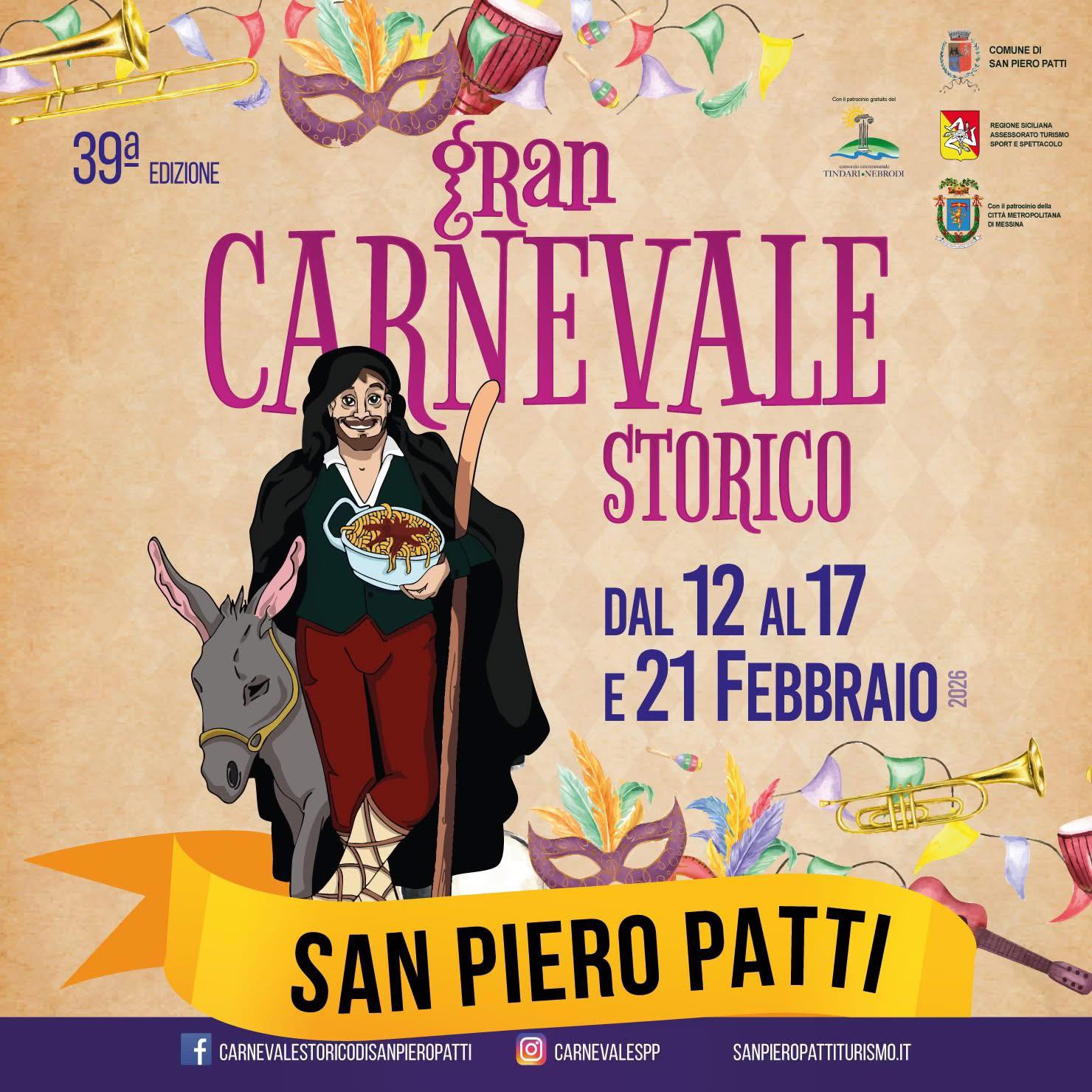 Aperte le iscrizioni alla 39° Edizione del Gran Carnevale Storico a San Piero Patti!