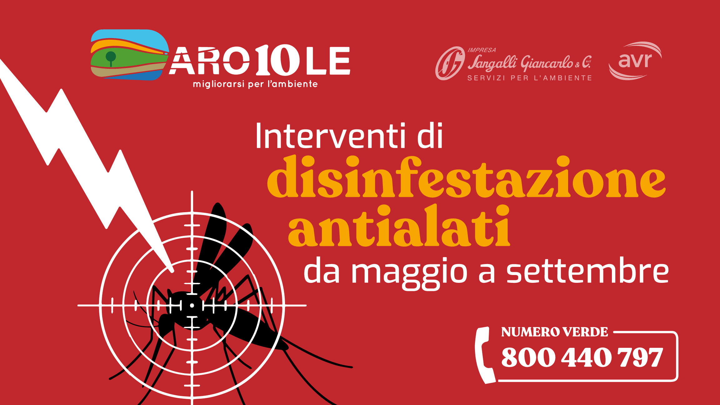 Da maggio a settembre gli interventi di disinfestazione antialati